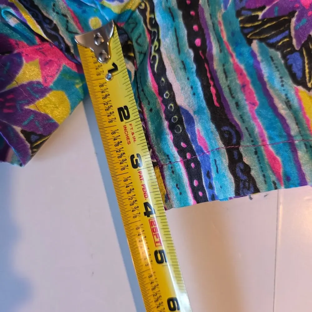 Vintage 80s BIKE Athletic Shorts‎ Abstract Tropical Floral Neon Psychedelic M